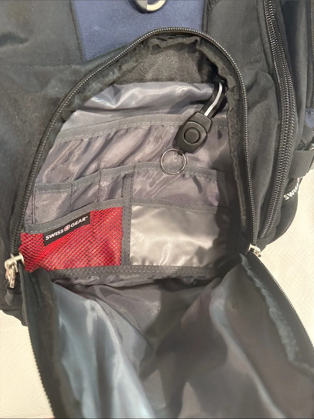 SwissGear Black and Navy Laptop Backpack with Multiple Pockets
